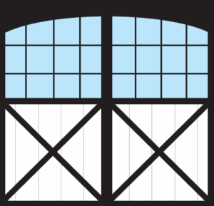 Cross Buck Double Doors, Arch Windows
